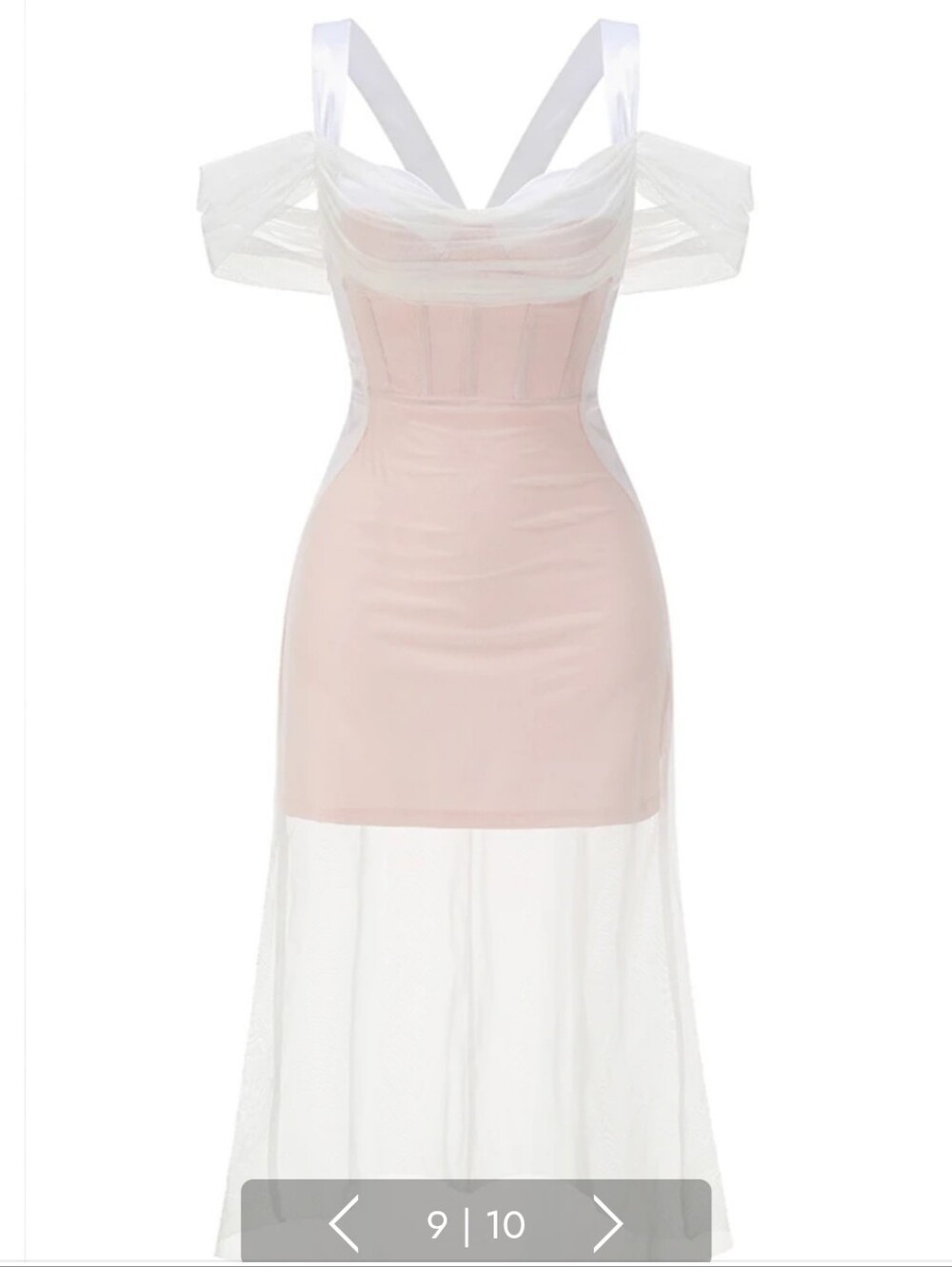 Blush Pink Mesh Overlay Maxi Dress